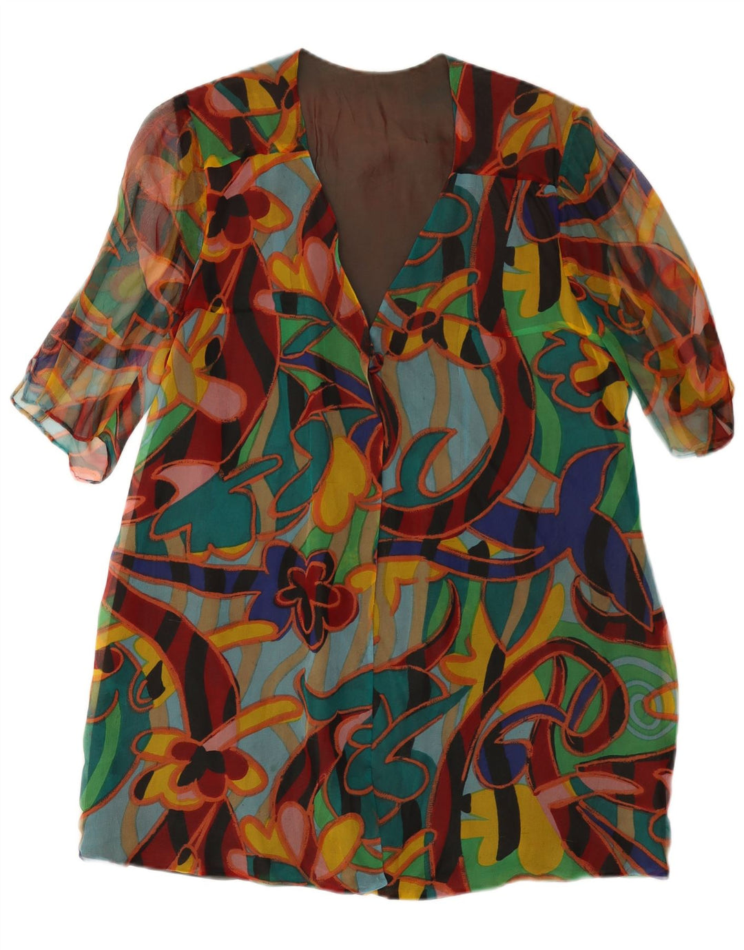 VINTAGE Rochie Schimbată cu model abstract pentru femei UK 14 Medium Multicolor