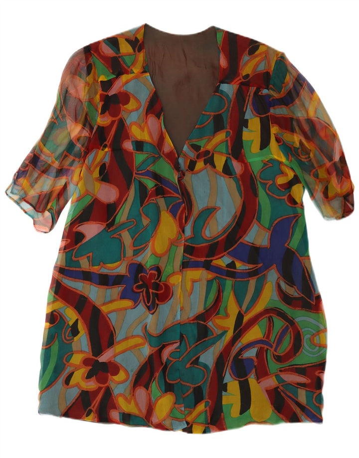 VINTAGE Rochie Schimbată cu model abstract pentru femei UK 14 Medium Multicolor