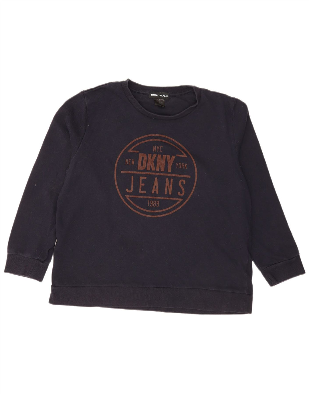 Dkny Pulover cu grafic pentru femei UK 16 Mare Bumbac bleumarin