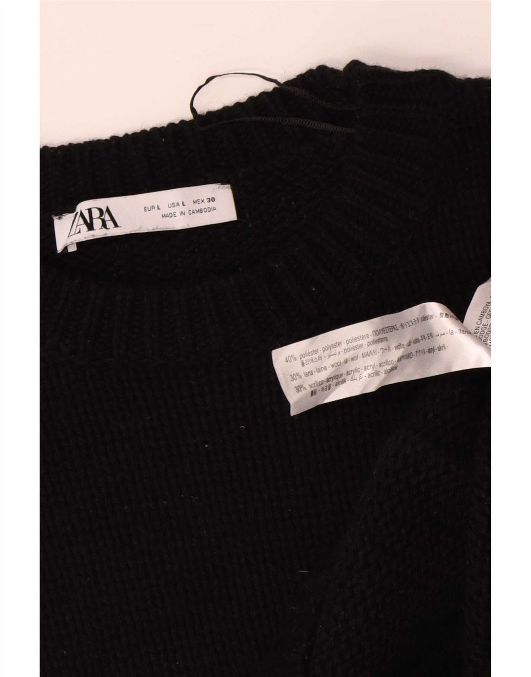 Pulover supradimensionat pentru femei Zara, cu gâtul turn, UK 16 Poliester negru mare