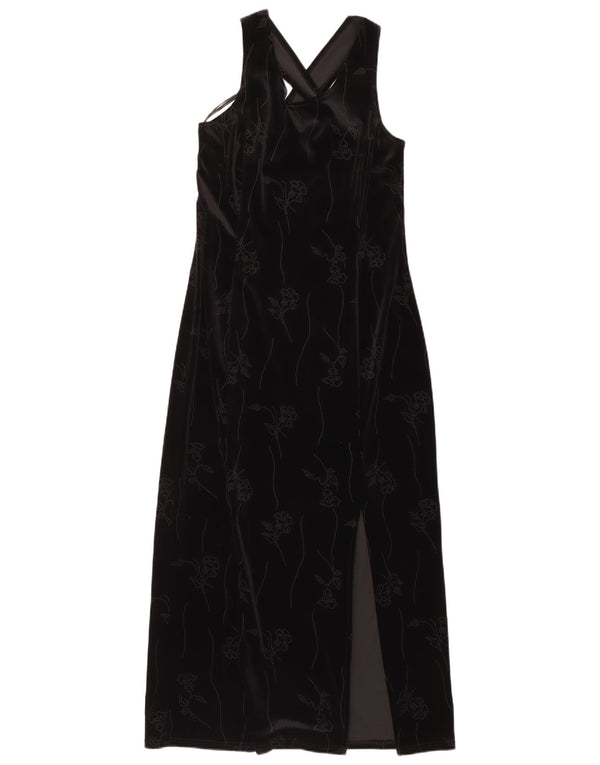 NEW LOOK Rochie maxi din catifea fără mâneci pentru femei UK 14 Medium Black Floral