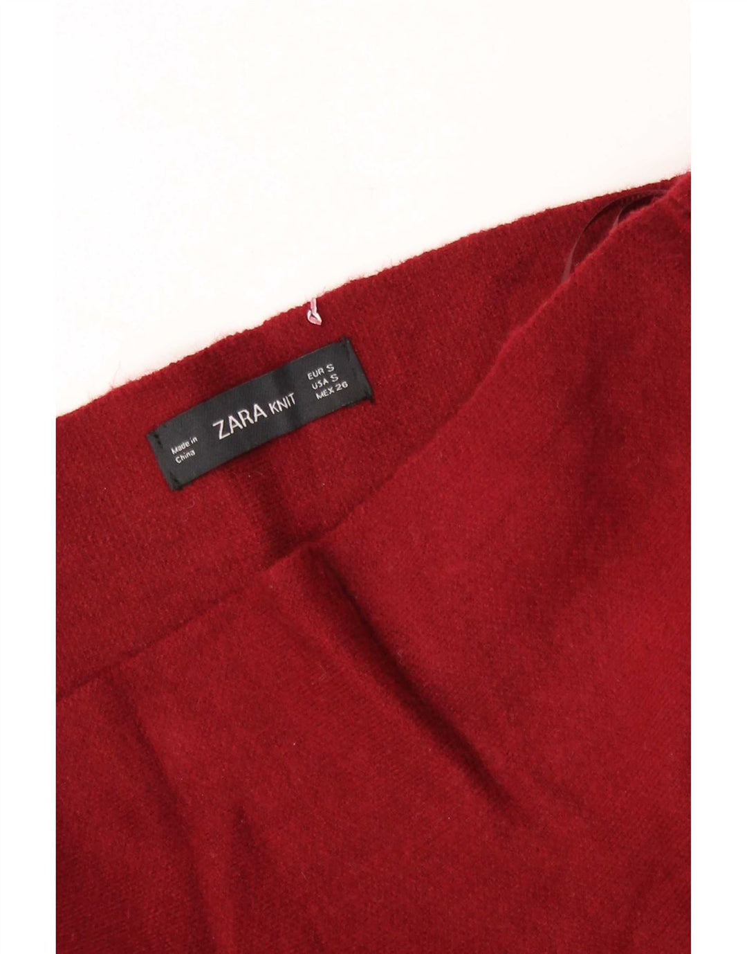 Fusta evazată tricotată pentru femei Zara Mic W26 Burgundy