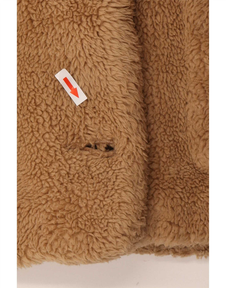 Jachetă Sherpa supradimensionată pentru femei Zara UK 6 XS Maro Poliester