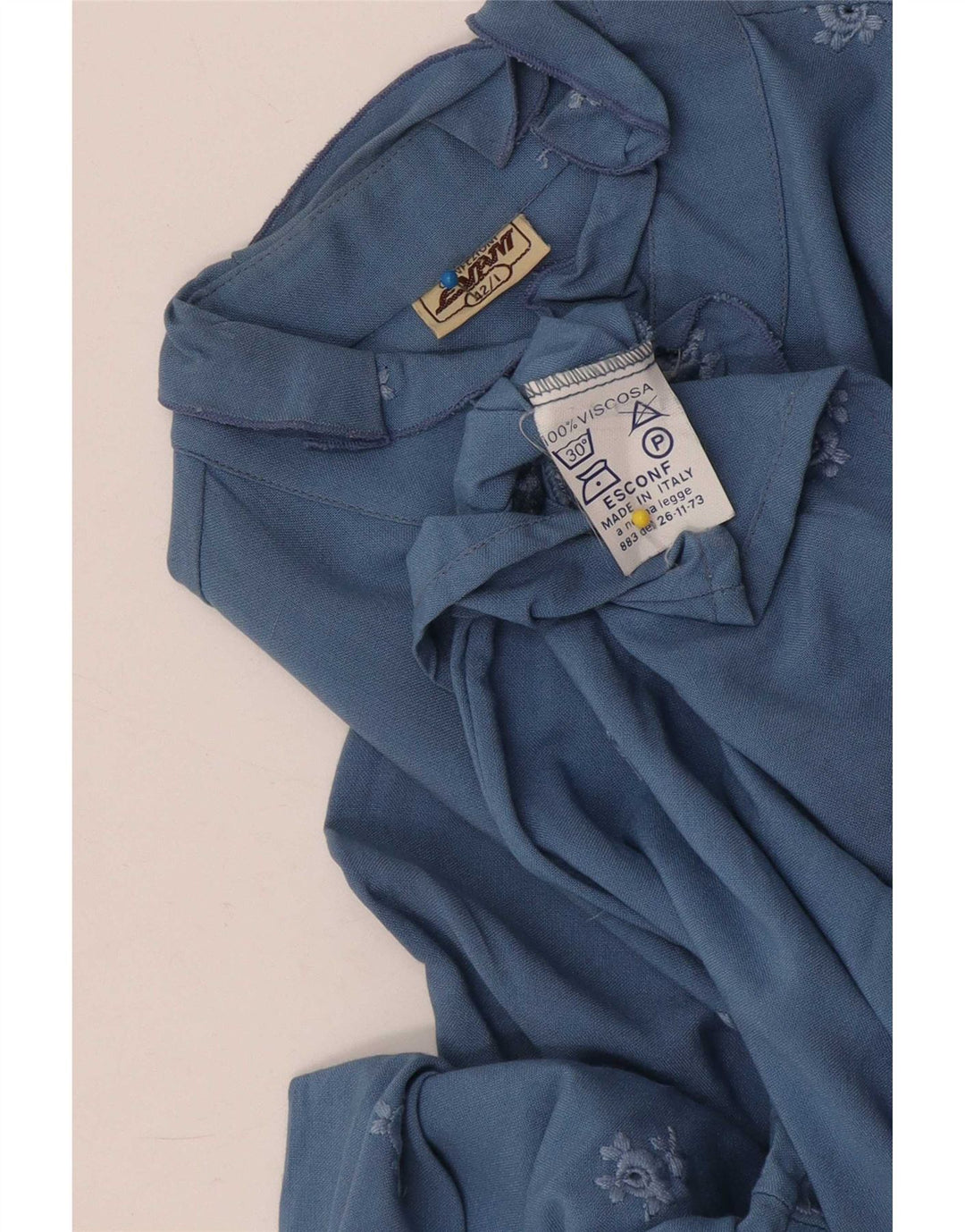 Bluză Cămașă Vintage Femei IT 42 Medium Blue Floral Viscose