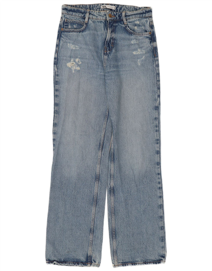 Blugi pentru damă ZARA Distressed Bootcut EU 36 XS W26 L32 Albastru