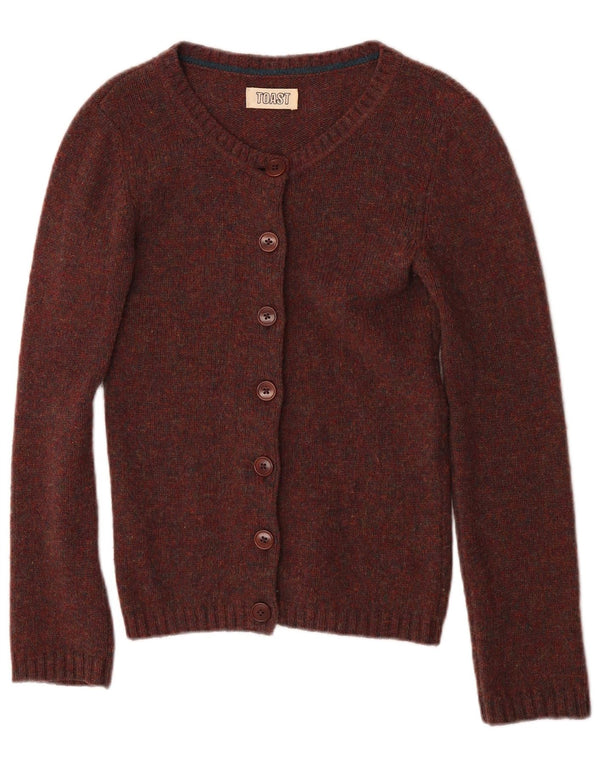 Pulover cardigan pentru femei Toast UK 6 XS Burgundy Lână striată