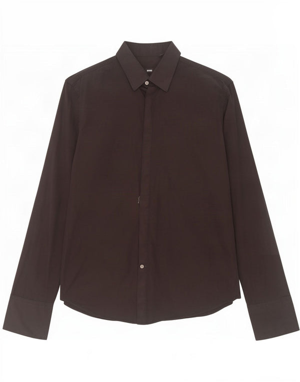 Hugo Boss Mens Slim Fit Formal Shirt Size 43 17 XL Black Cotton
