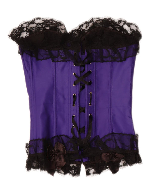 VINTAGE Top corset pentru femei UK 8 Small Purple Floral Poliester