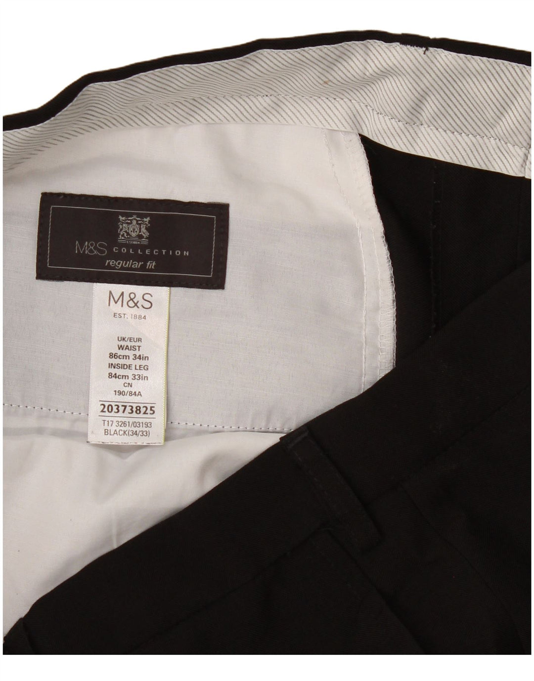 Marks & Spencer Pantaloni de costum pentru bărbați, drepti, cu croiala normală, L34 L33, negri