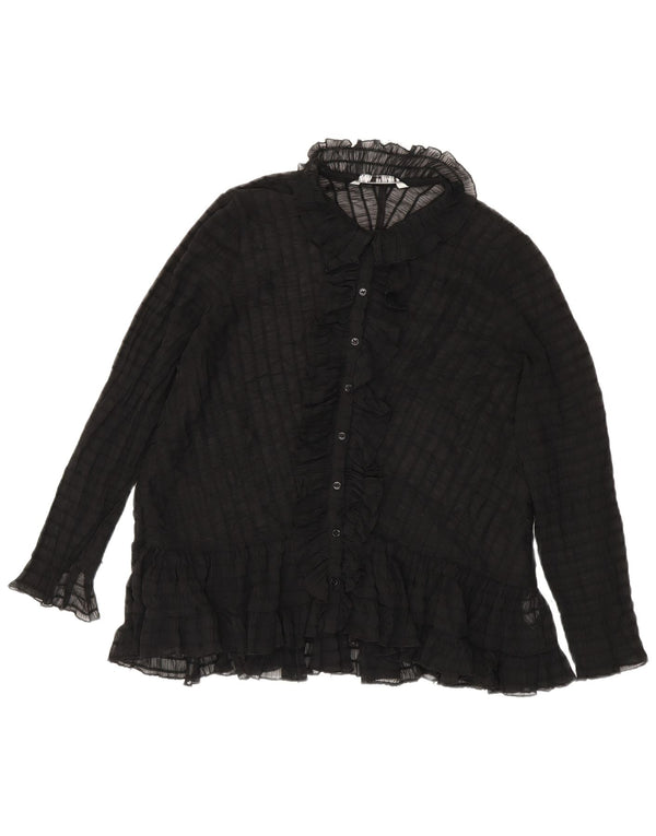 Bluză cămașă cu volane în față pentru femei Zara UK 14 Medium Black