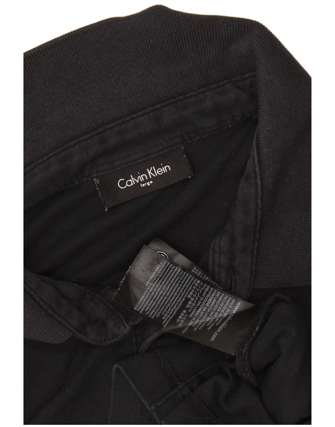 CALVIN KLEIN Mens Polo Shirt Large Black Cotton