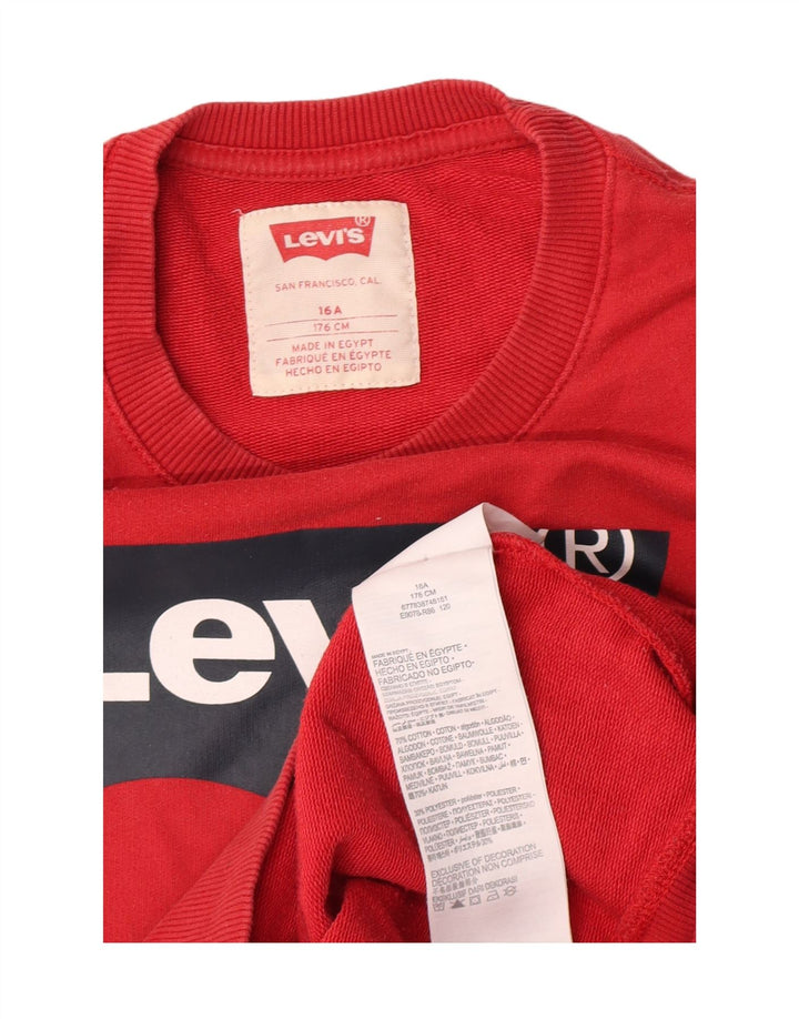Pulover cu grafică Levi's pentru băieți, 15-16 ani, bumbac roșu