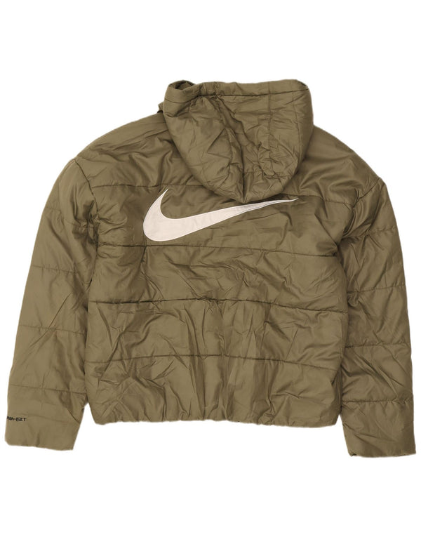 Jachetă căptușită supradimensionată Nike Therma-Fit Graphic pentru femei UK 10 Small Khaki