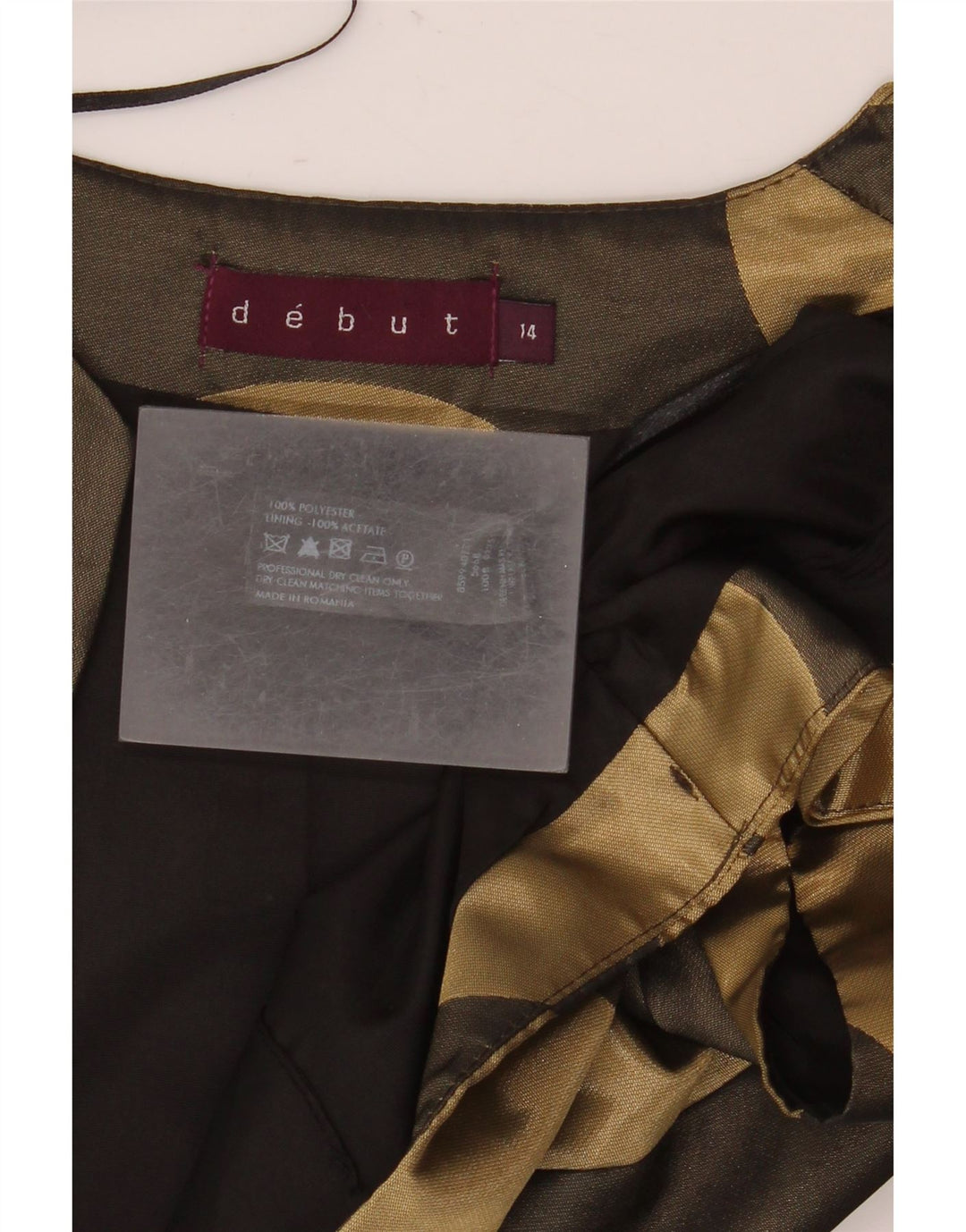 Top bolero cu mânecă scurtă pentru femei Debut UK 14 Medium Kaki Poliester geometric