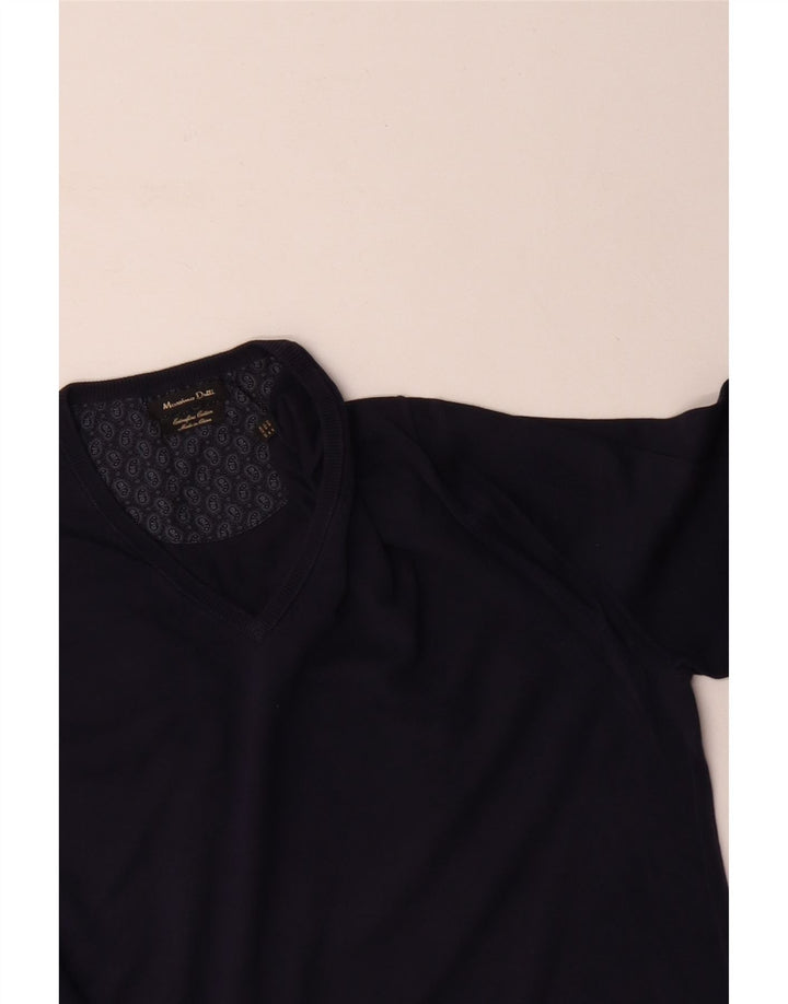 MASSIMO DUTTI Pulover cu decolteu în V pentru bărbați, albastru bleumarin mediu