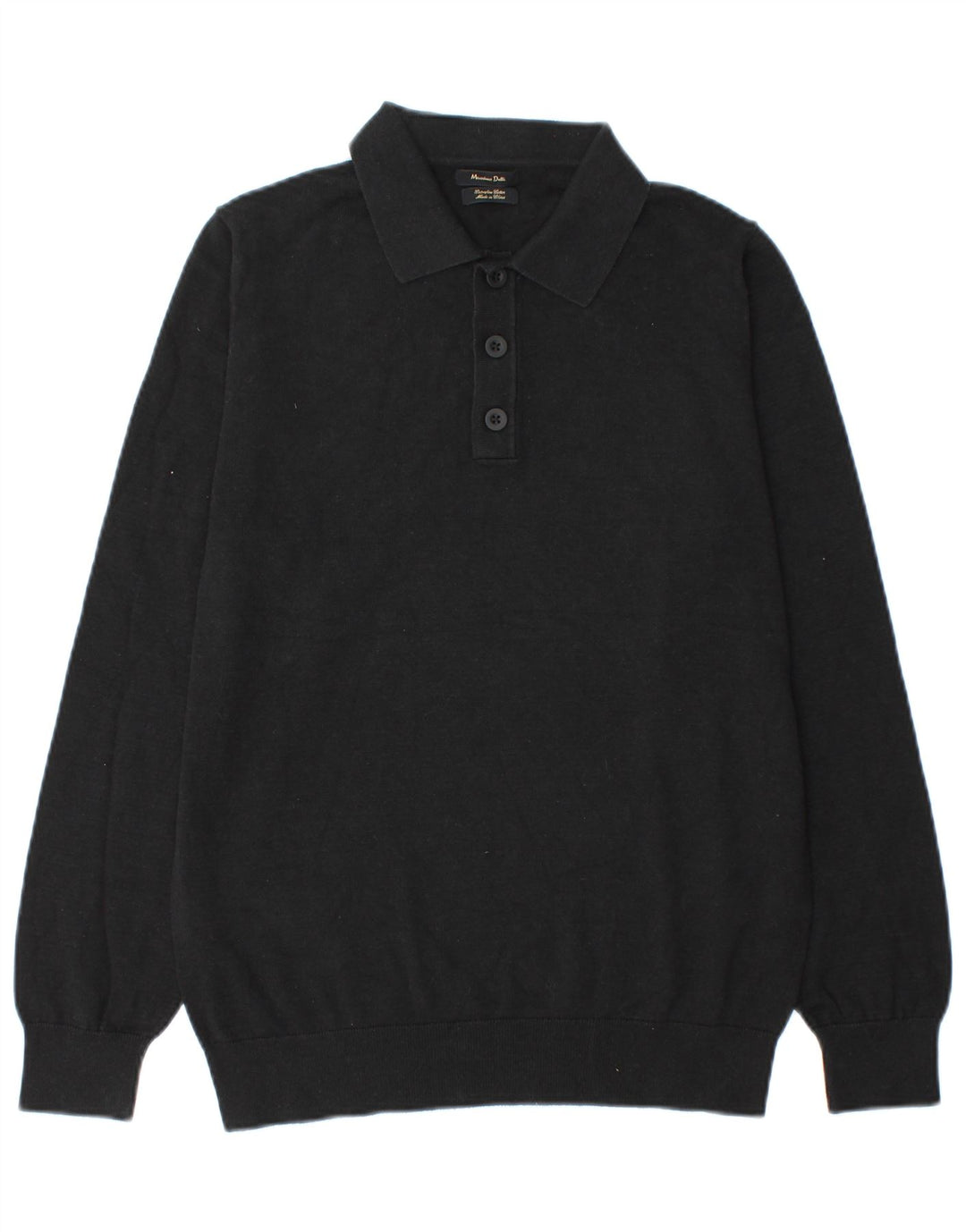 Pulover Massimo Dutti pentru bărbați cu gât polo, bumbac mediu negru
