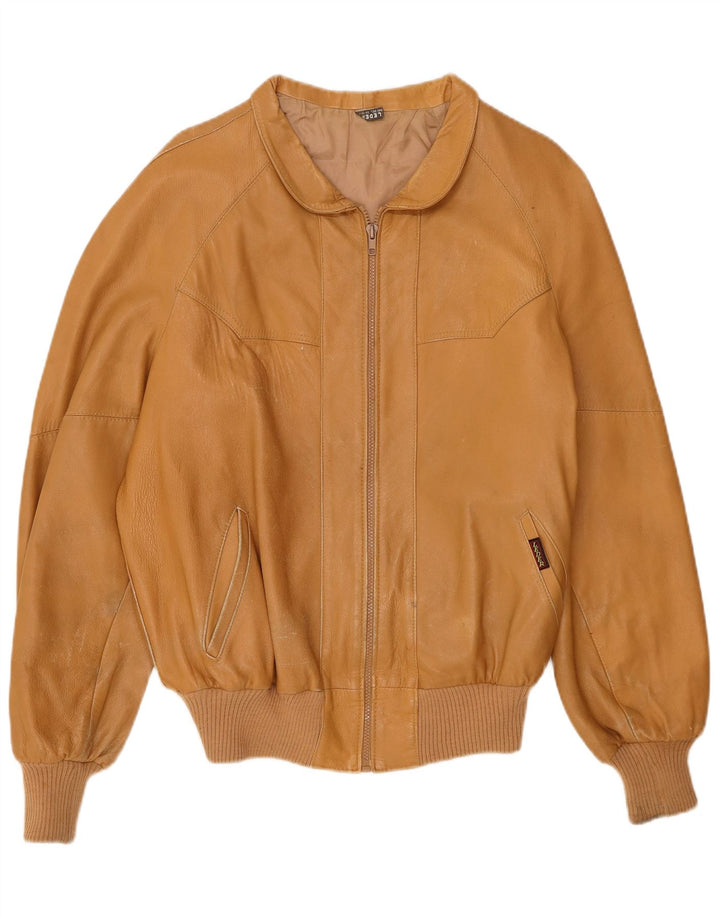 Jachetă de piele vintage pentru bărbați UK 38 din piele maro medie