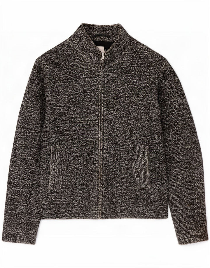 Reiss Mens Bomber Jacket UK 38 Medium Grey Flecked Bumbac