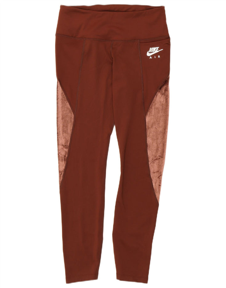 Leggings Nike Dri Fit pentru femei UK 12 Maro Mediu Poliester Bloc de culoare