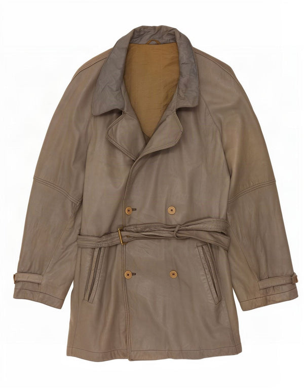 Palton din piele dublu pentru bărbați vintage UK 40 mare, gri, clasic