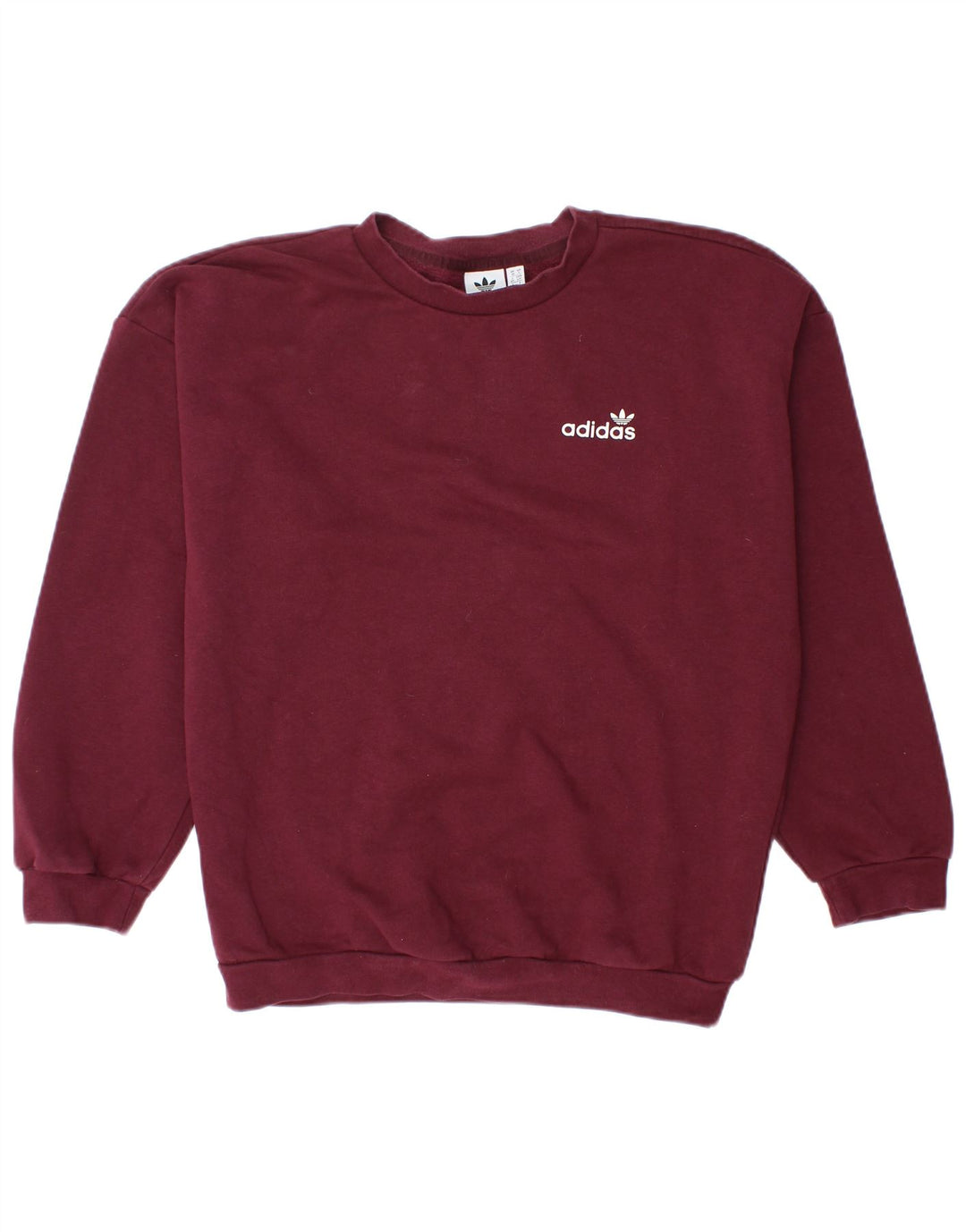 Pulover supradimensionat pentru femei Adidas UK 10 Bumbac burgundy mic