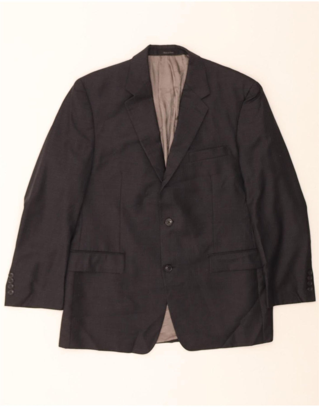 CALVIN KLEIN Mens 2 Button Blazer Jacket UK 42 XL Navy Blue Striped Wool Vintage Calvin Klein and Second-Hand Calvin Klein from Messina Hembry 