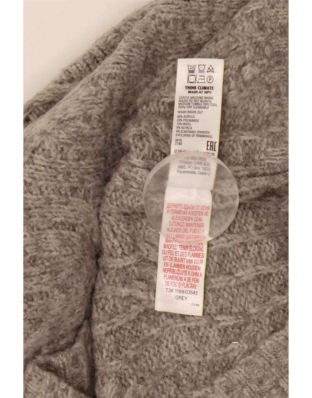 Marks & Spencer Pulover supradimensionat pentru femei cu gât rulat, UK 14, gri mediu