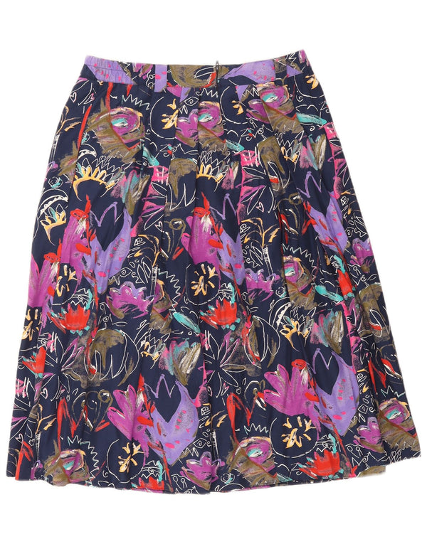Fusta evazată cu model abstract pentru femei vintage EU 42 mare W30 multicoloră