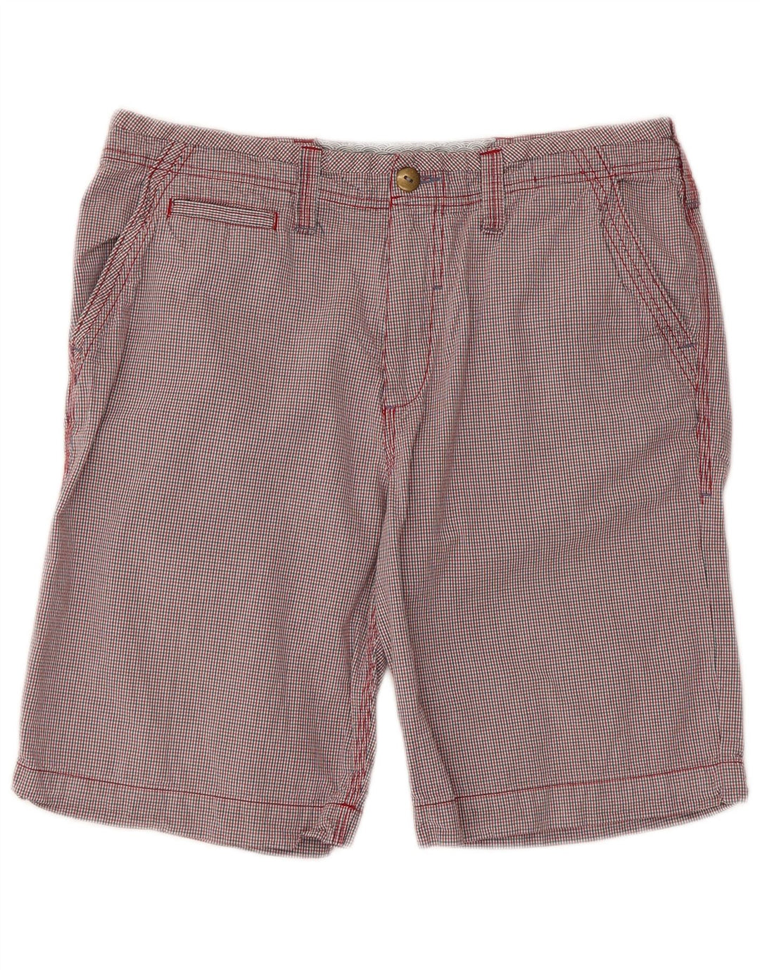 WHITE STUFF Pantaloni scurți chino pentru bărbați W34, bumbac mare, roșu, vichy