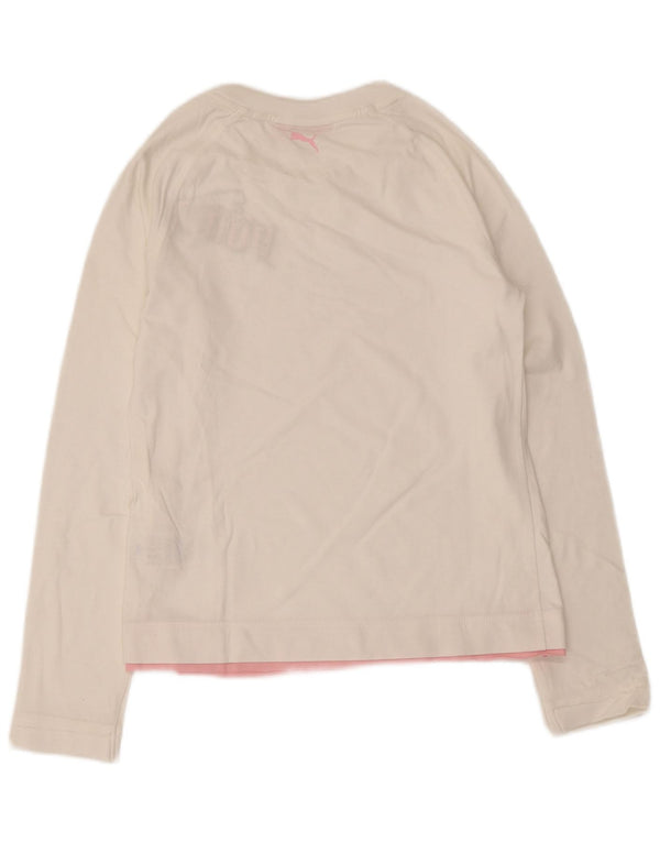 Puma Fete Top Grafic Maneca Lunga 13-14 Ani Bumbac Alb