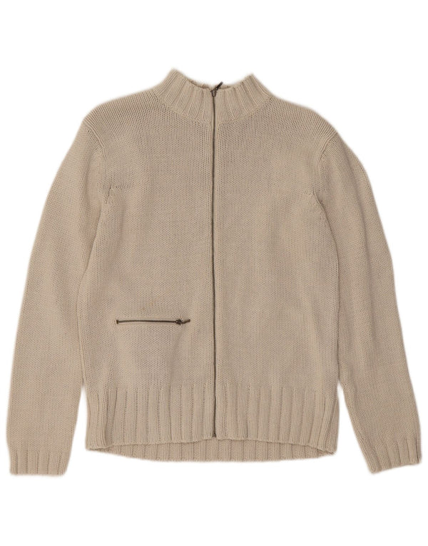 Pulover cardigan cu fermoar complet pentru femei Marks & Spencer UK 10 mic, bej, bumbac