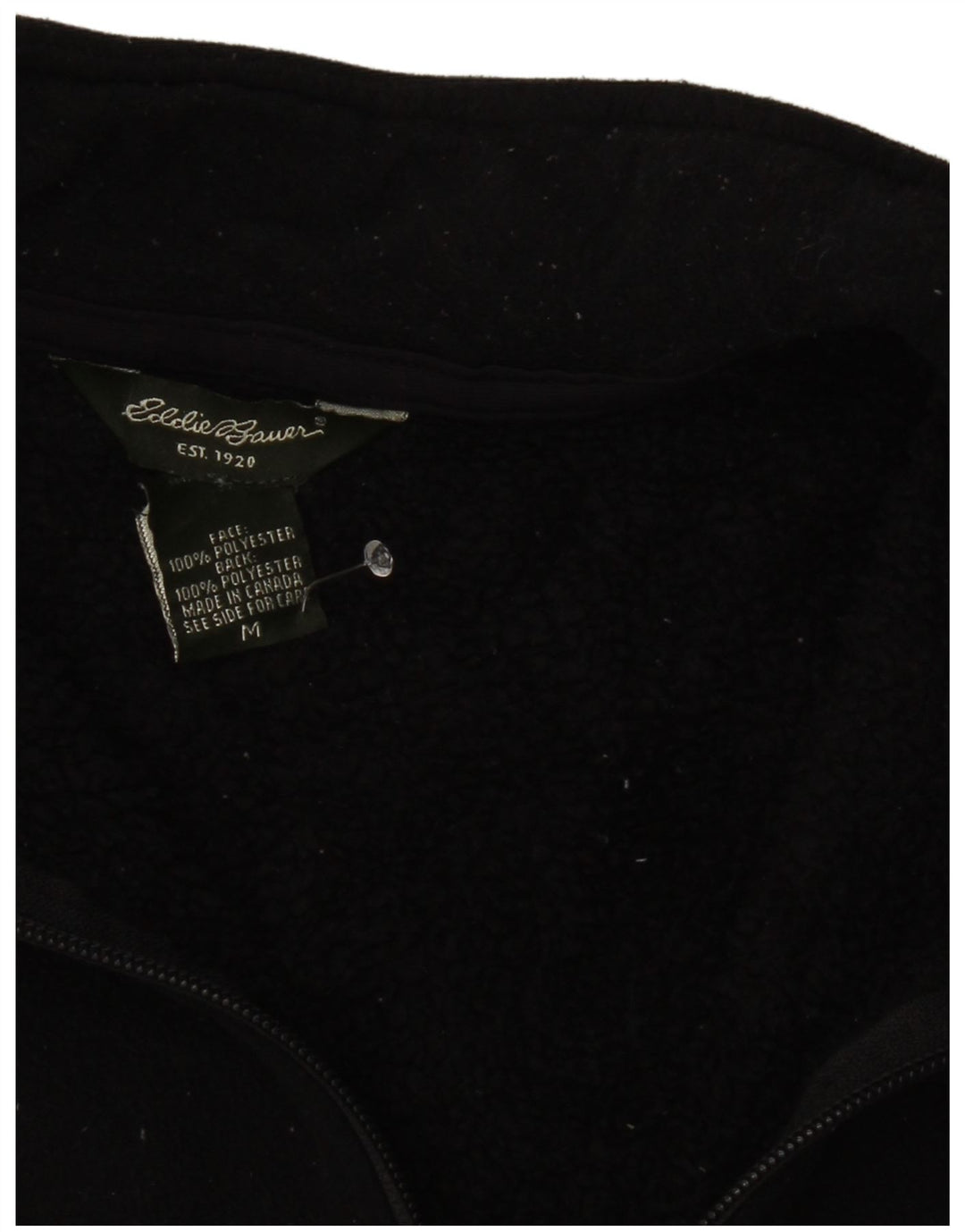Pulover din lână cu fermoar și gât pentru femei Eddie Bauer UK 12 Poliester mediu negru