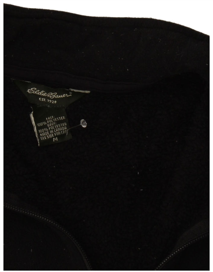 Pulover din lână cu fermoar și gât pentru femei Eddie Bauer UK 12 Poliester mediu negru