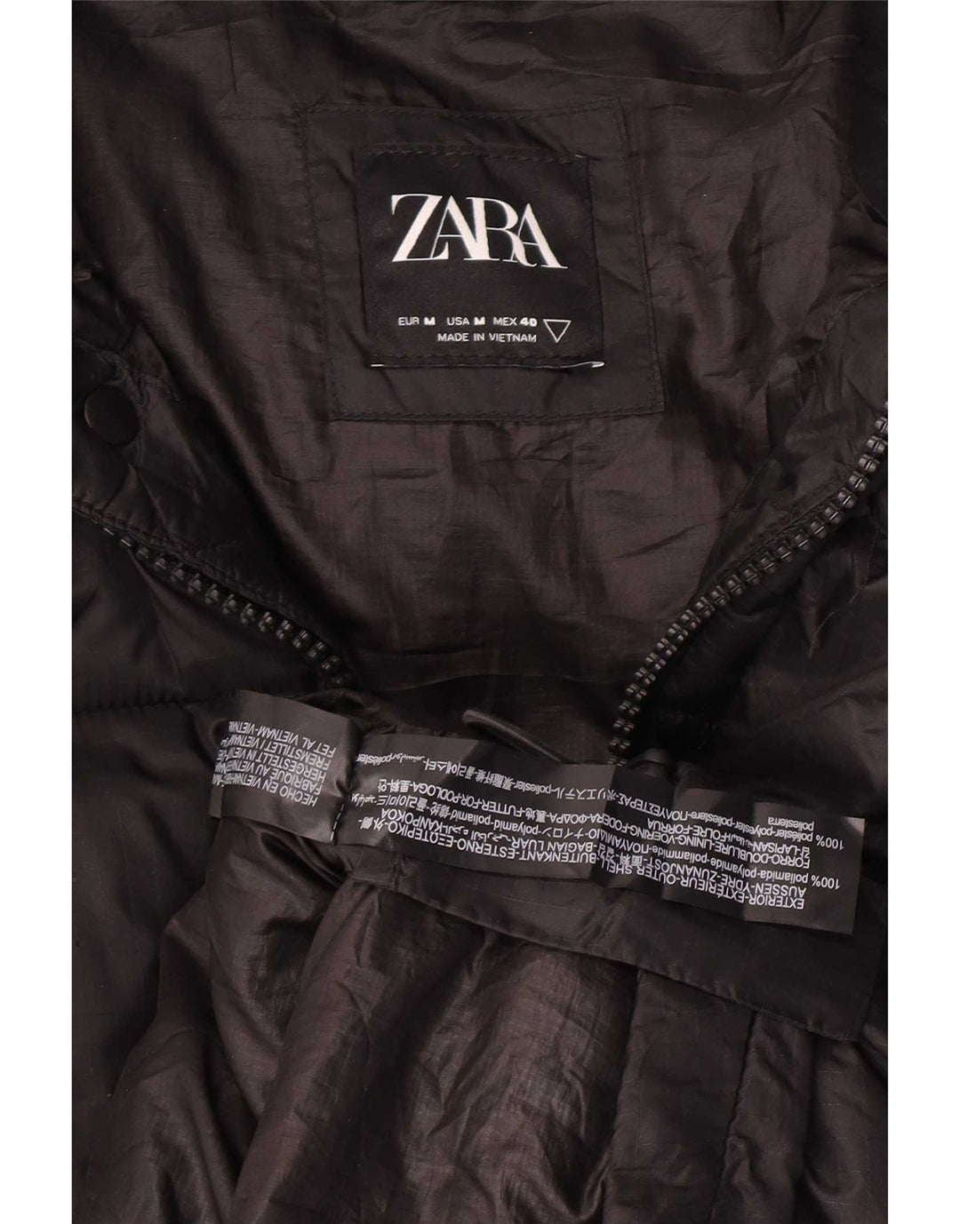 Jachetă căptușită pentru bărbați Zara UK 38 Medium Black Poliamidă