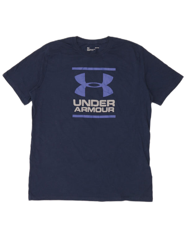Tricou grafic pentru bărbați Under Armour Top mare din bumbac bleumarin