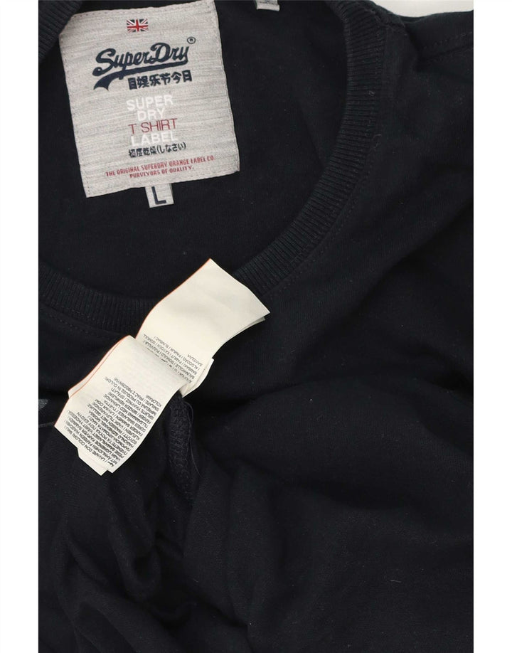 Top grafic pentru bărbați Superdry cu mânecă lungă, mare, bleumarin, bumbac