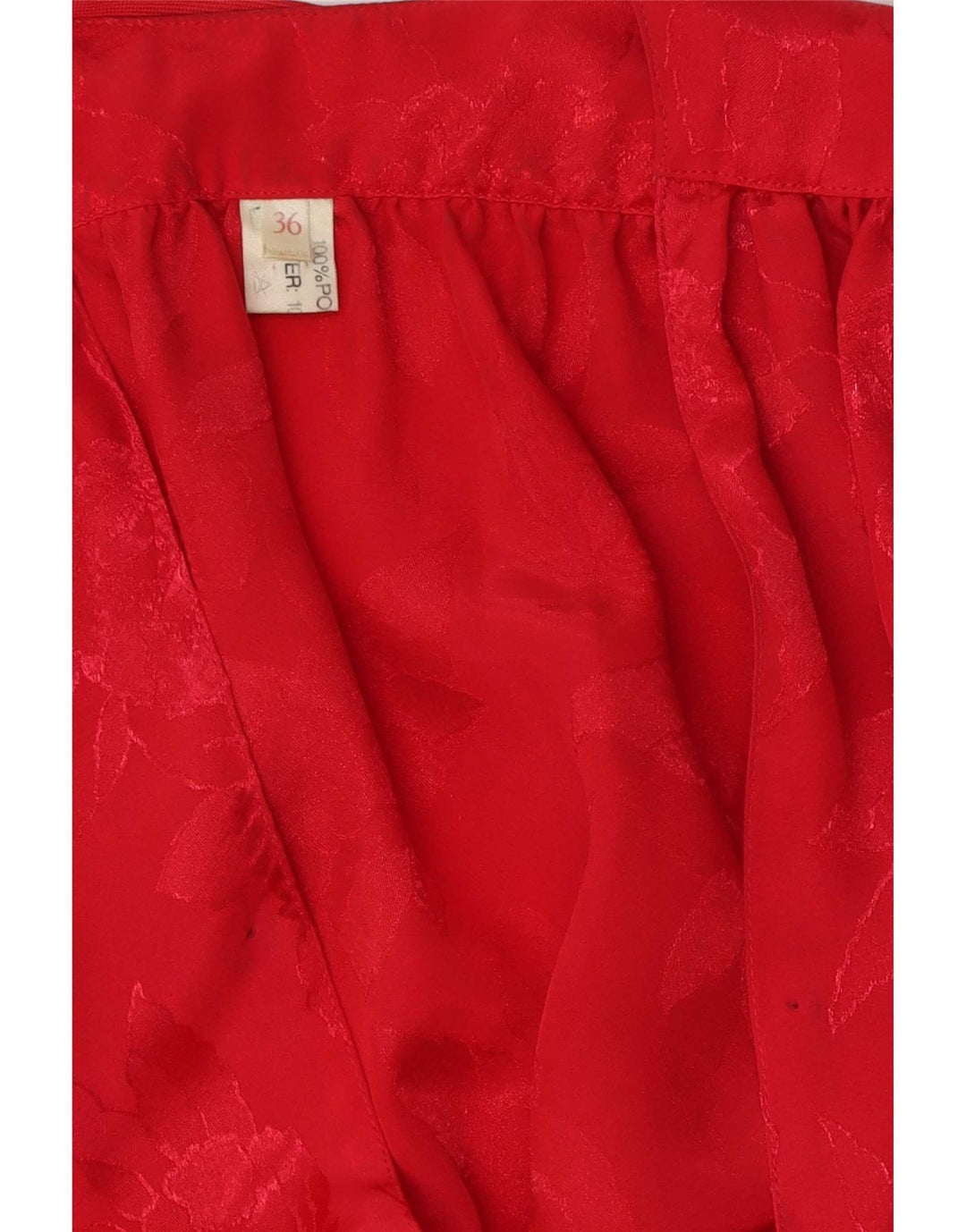 Bluză Vintage pentru femei cu mâneci 3/4 de top EU 36 Poliester Floral Roșu Mic