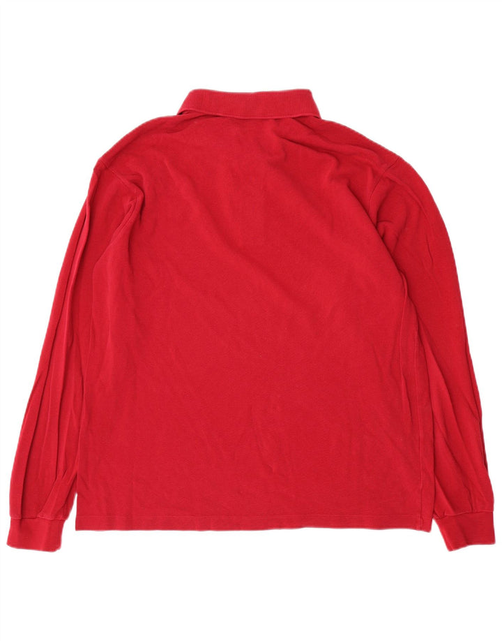 Tricou polo pentru bărbați Lacoste cu mânecă lungă, mărime 4, bumbac roșu mediu