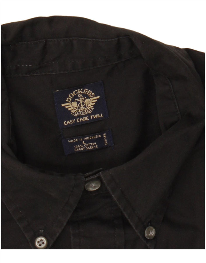 Cămașă cu mânecă scurtă pentru bărbați DOCKERS, bumbac negru mare