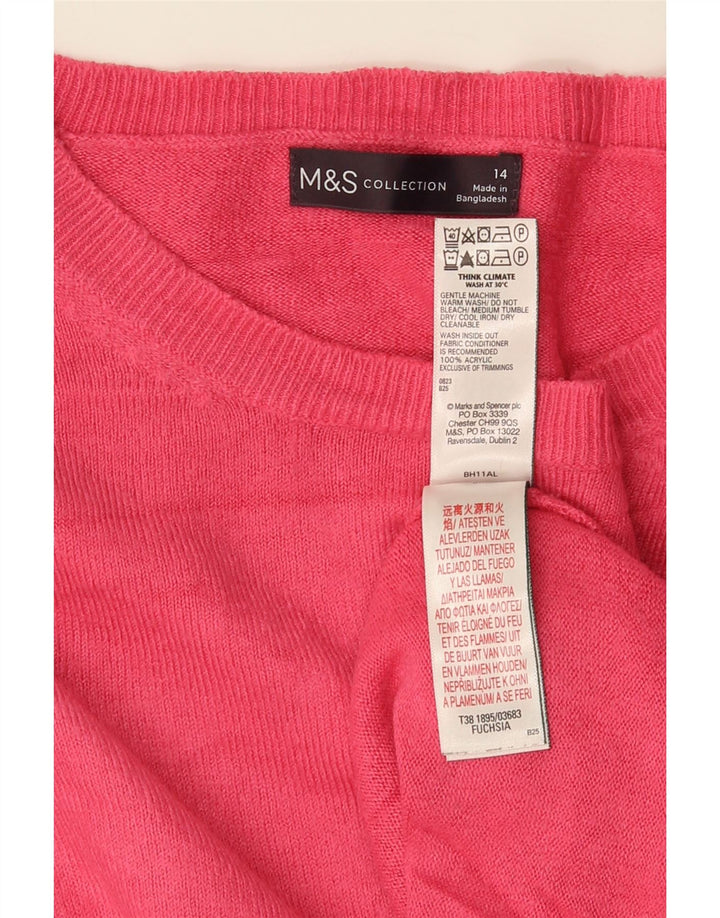 Pulover pentru femei Marks & Spencer cu decolteu triplu UK 14 Roz mediu acrilic