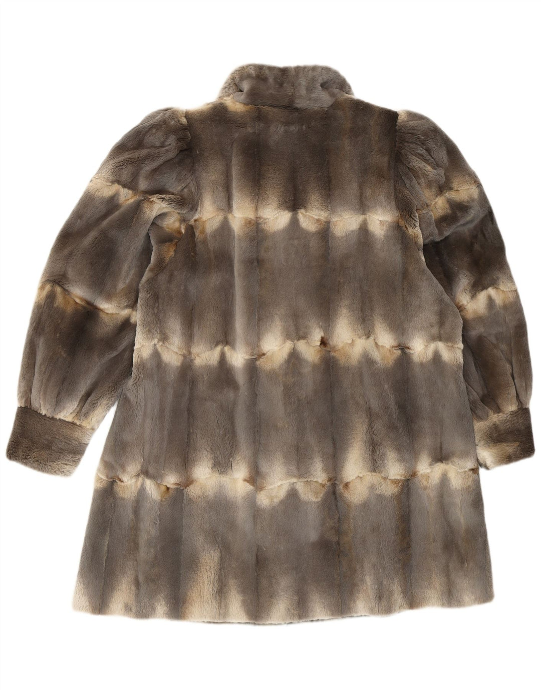 Palton de blană vintage pentru femei UK 14, mare, gri cu dungi din piele