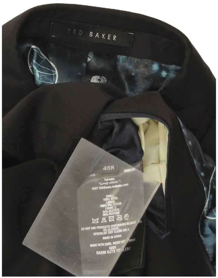 Sacou Ted Baker pentru bărbați, cu 2 nasturi, lână neagră US 46 3XL