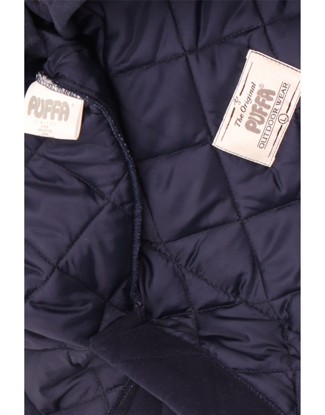 Jachetă matlasată Puffa pentru femei UK 16 mare bumbac bleumarin