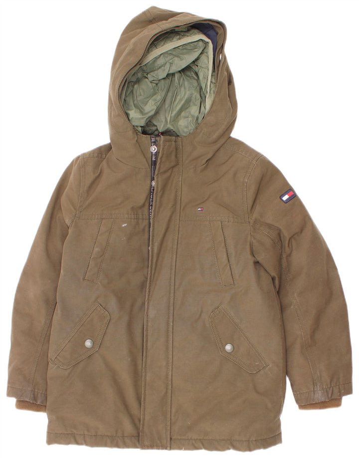 Jachetă parka cu glugă Tommy Hilfiger pentru băieți 5-6 ani Kaki Poliester