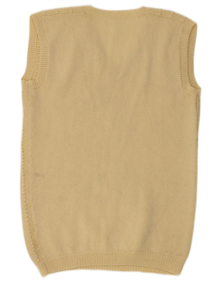 Vintage Womens Vest Tank Top UK 14 Large Yellow