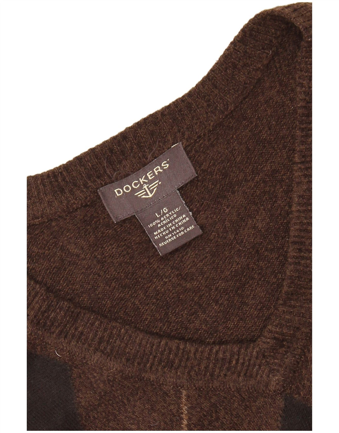 DOCKERS Vestă bărbătească Tank Top Maro Maro Argyle/Diamond Acrylic