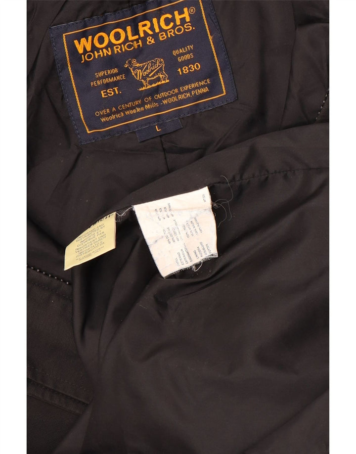 Palton cu glugă Woolrich pentru femei UK 16 mare, negru, bumbac