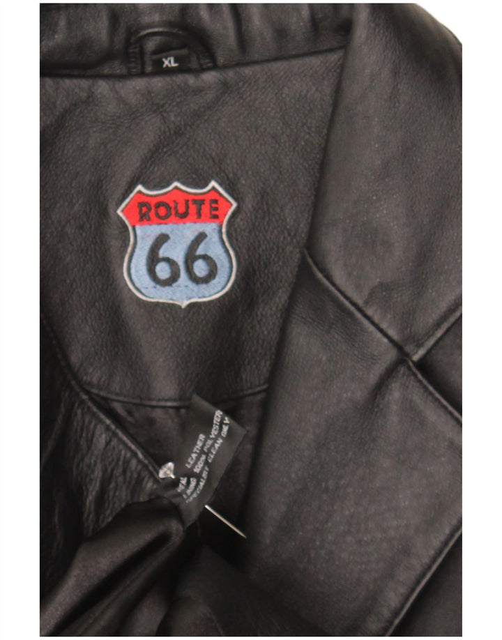 ROUTE 66 Mens 3 Button Leather Blazer Jacket UK 42 XL Black Leather