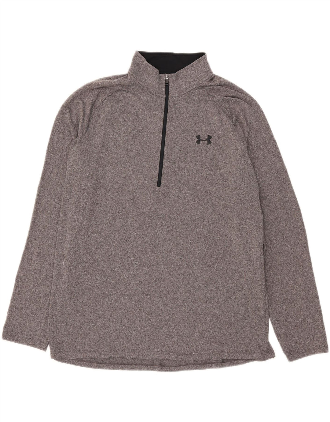 Top de trening Under Armour pentru bărbați Heat Gear, cu fermoar și gât, XL, gri