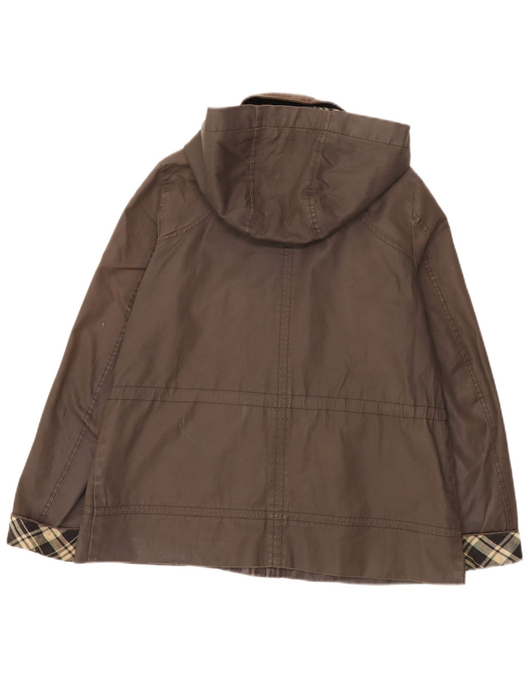 Jachetă ceară supradimensionată cu glugă pentru femei Miss Selfridge UK 10 mic, maro, check